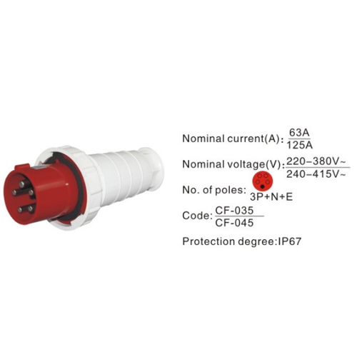 045, Industrial Plugs and Sockets, 125A, 5 Pin, 3P+N+E, IP67, 240-415V