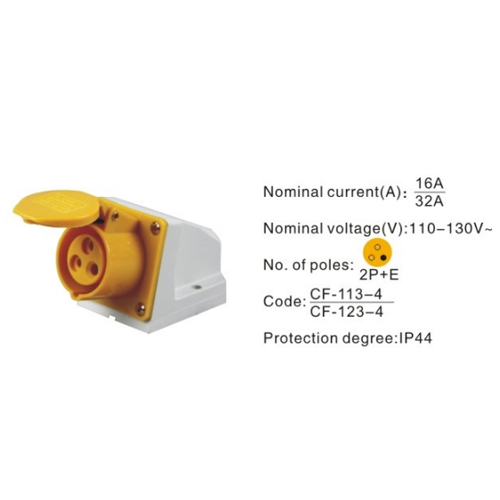 123-4, Industrial Plugs and Sockets, 32A, 3 Pin, 2P+E, IP44, 110V-130V