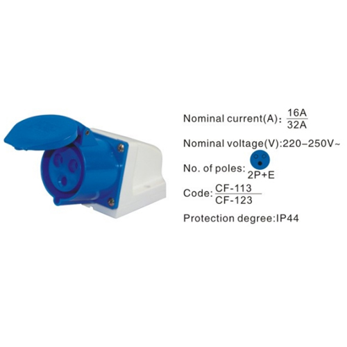 123, Industrial Plugs and Sockets, 32A, 3 Pin, 2P+E, IP44, 220V-250V
