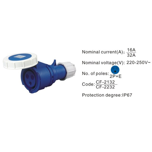 2232, Industrial Plugs and Sockets, 32A, 3 Pin, 2P+E, IP67, 220V-250V