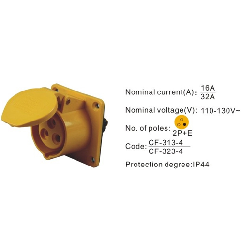 323-4, Industrial Plugs and Sockets, 32A, 3 Pin, 2P+E, IP44,110V-130V