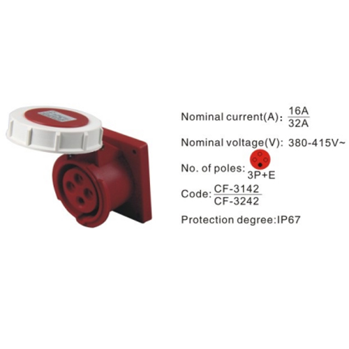 3242, Industrial Plugs and Sockets, 32A, 4 Pin, 3P+E, IP67, 380V-415V