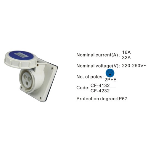 4232, Industrial Plugs and Sockets, 32A, 3 Pin, 2P+E, IP67, 220V-250V