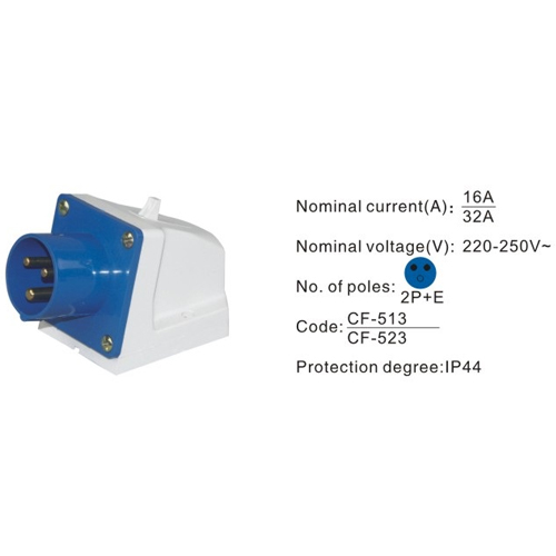 523, Industrial Plugs and Sockets, 32A, 3 Pin, 2P+E, IP44, 220V-250V