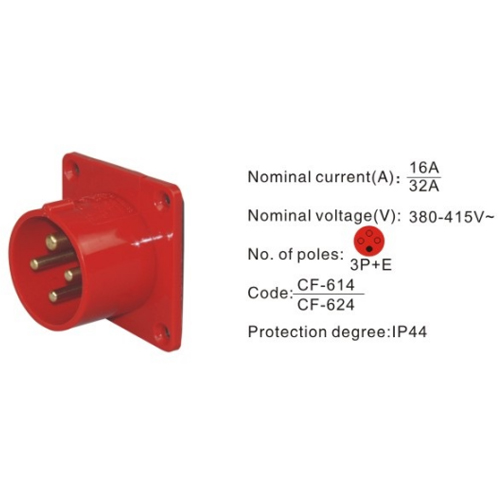 624, Industrial Plugs and Sockets, 32A, 4 Pin, 3P+E, IP44, 380V-415V