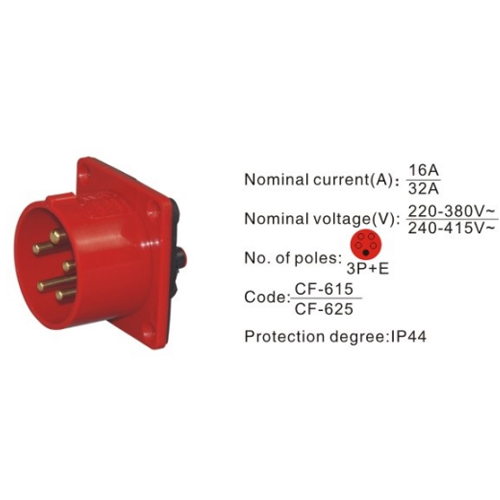 625, Industrial Plugs and Sockets, 32A, 5 Pin, 3P+N+E, IP44, 240V-415V