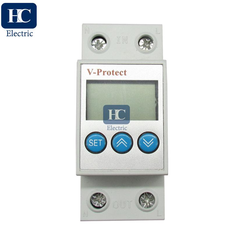 Adjustable 230V auto recovery over and under voltage protection device with  automatic reconnect protective relay protector