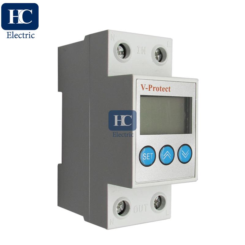 230V Adjustable Automatic Reconnect Over Voltage And Under Voltage Protection Relay 2P32A Delay protector For Protecting Circuits From Damage