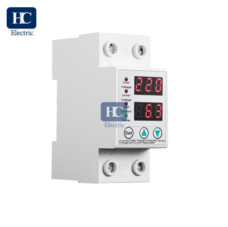 230V Adjustable Automatic Reconnect Over Voltage And Under Voltage Protection Relay 2P32A Delay protector For Protecting Circuits From Damage