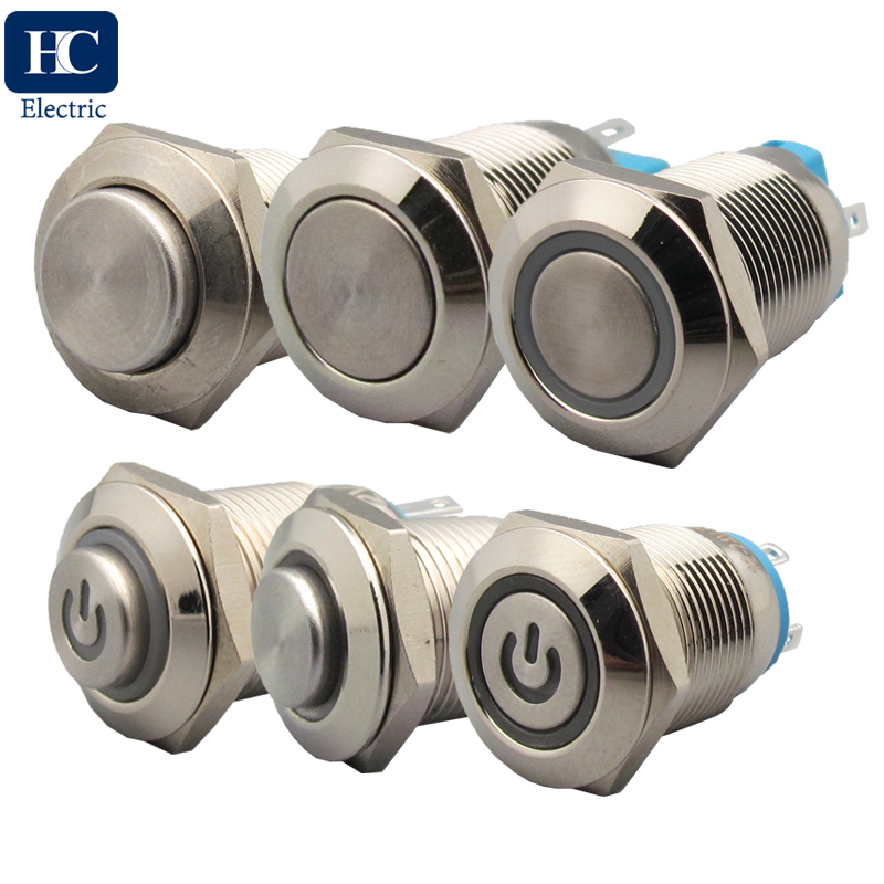 12mm Metal push button switch momentary self locking latching brass stainless steel waterproof Car Auto Engine PC Power Start