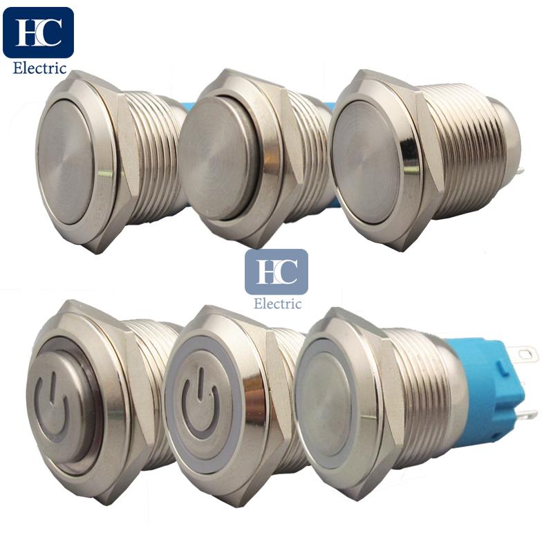 Power Switch/Stainless Steel Metal 16mm Button Self-locking/Horn Schalter L2KS 