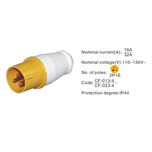 013-4, Industrial Plugs and Sockets, 16A, 3 Pin, 2P+E, IP44, 110V-130V