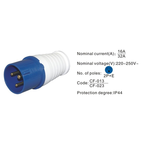 023, Industrial Plugs and Sockets, 32A, 3 Pin, 2P+E, IP44, 220V-250V