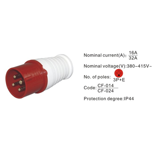 024, Industrial Plugs and Sockets, 32A, 4 Pin, 3P+E, IP44, 380V-415V