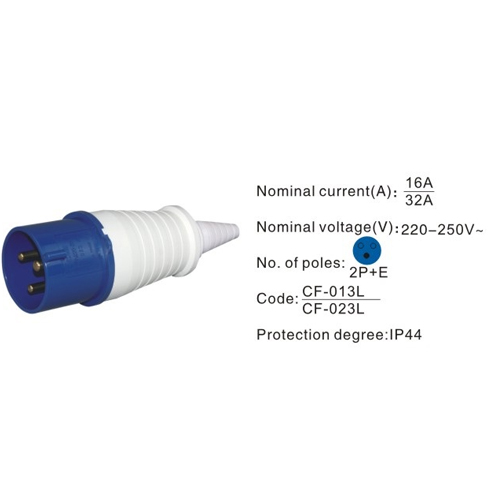 023L, Industrial Plugs and Sockets, 32A, 3 Pin, 2P+E, IP44, 220V-250V