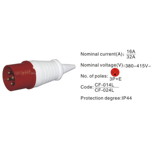 014L, Industrial Plugs and Sockets, 16A, 4 Pin, 3P+E, IP44, 380V-415V