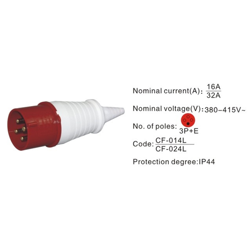 024L, Industrial Plugs and Sockets, 32A, 4 Pin, 3P+E, IP44, 380V-415V