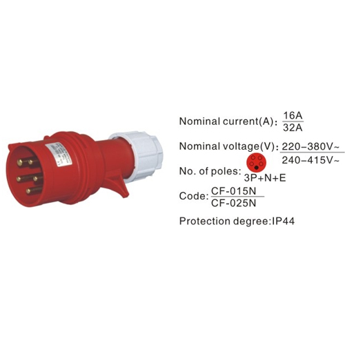 015N, Industrial Plugs and Sockets, 16A, 5 Pin, 3P+N+E, IP44, 220V-380V 