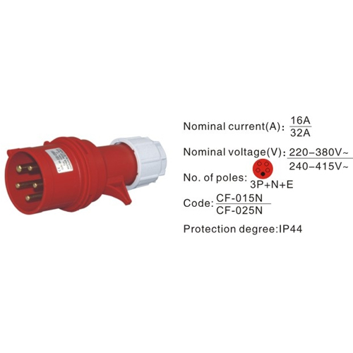 025N, Industrial Plugs and Sockets, 32A, 5 Pin, 3P+N+E, IP44, 240V-415V