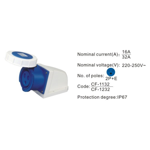 1132, Industrial Plugs and Sockets, 16A, 3 Pin, 2P+E, IP67, 220V-250V