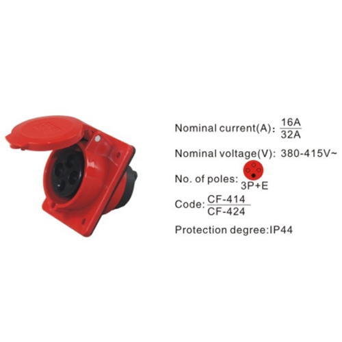414, Industrial Plugs and Sockets, 16A, 4 Pin, 3P+E, IP44, 380V-415V