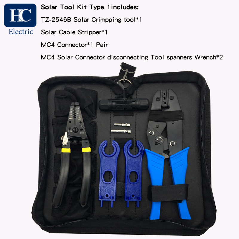 TZ-2546B MC3/MC4 Solar Connector Crimping Tool Kit for 2.5/4/6mm2 (AWG14/12/10) Solar Panel PV Cables