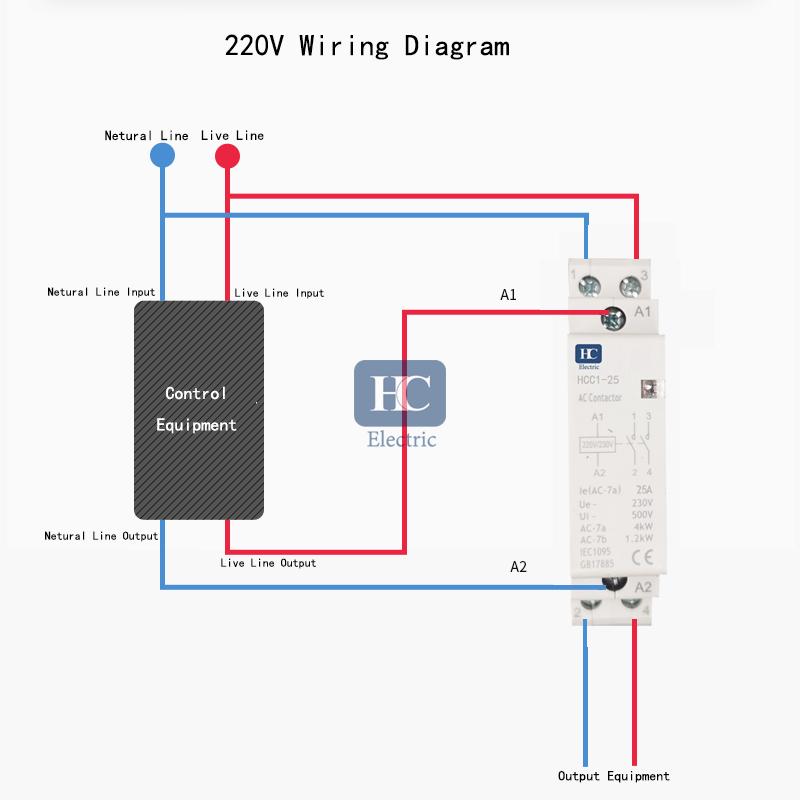 63A 2NO 2P Household AC 220V DIN Rail Modular Contactors 