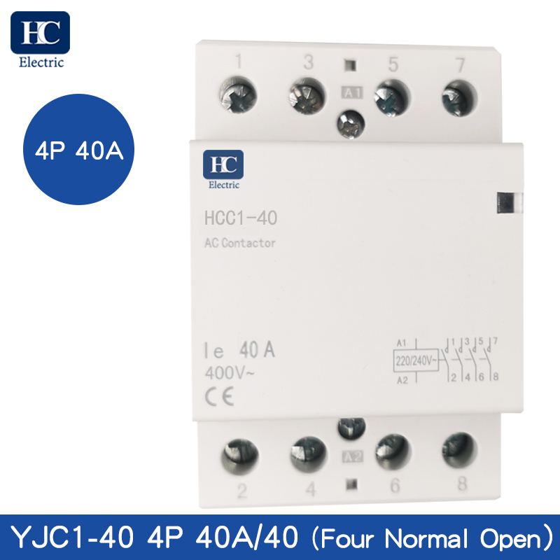 40A 4NO 4P Household AC 220V DIN Rail Modular Contactors