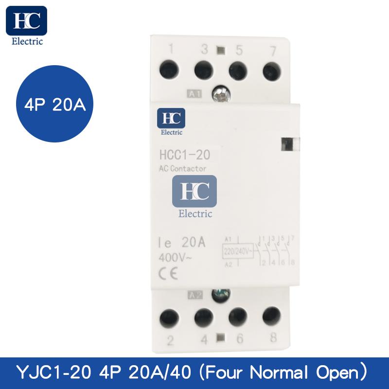 TOCT1 4P 25A 4NO 220V Din rail Household ac contactor With Manual Control Switch 
