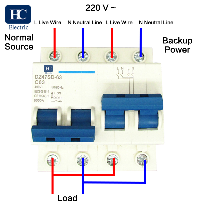 2P 63A MTS Dual power Manual transfer switch Circuit breaker MCB 50HZ/60HZ 400V