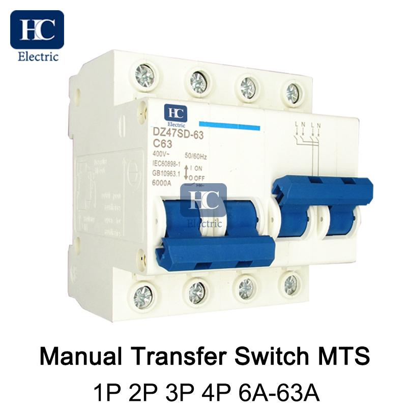 2P 63A MTS Dual power Manual transfer switch Circuit breaker MCB 50HZ/60HZ 400V