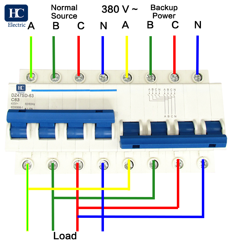 4P 63A MTS Dual power Manual transfer switch Circuit breaker MCB 50HZ/60HZ 400V